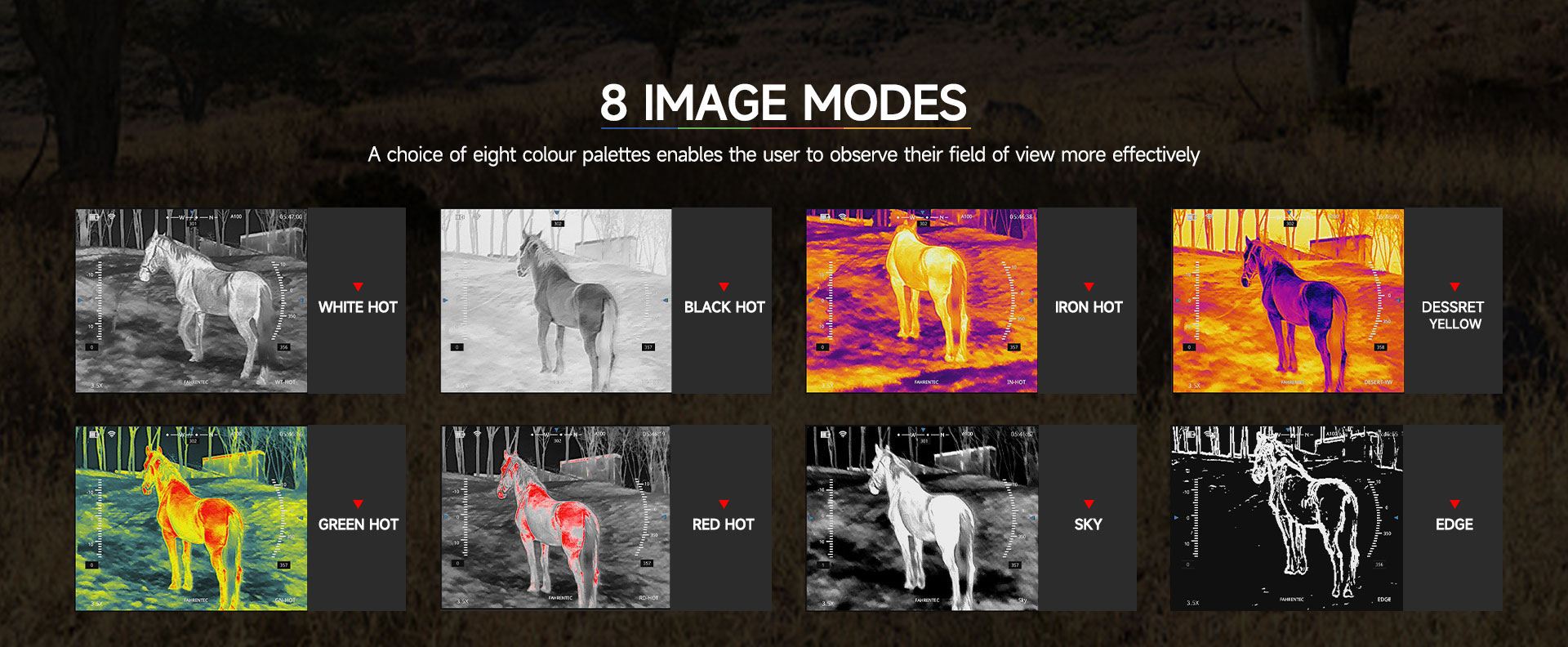8 color patterns of Rhino thermal scope
