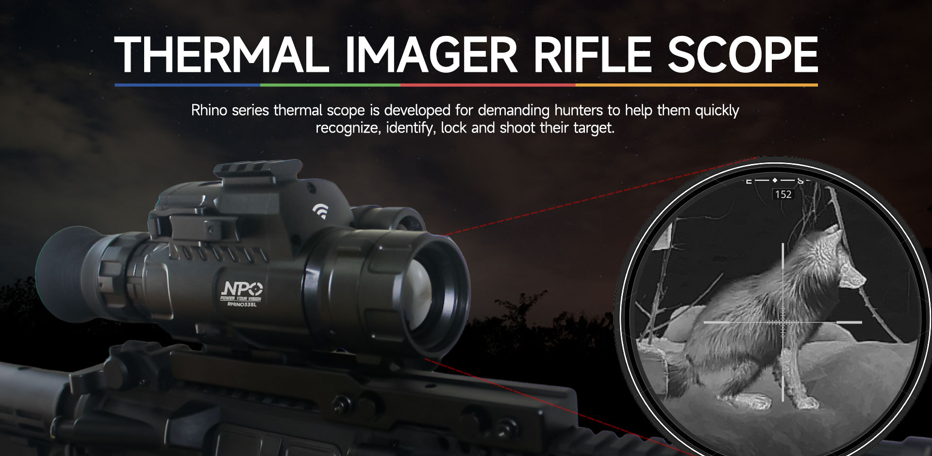 Rhino thermal rifle scope for night hunting with laser rangefinder 640 x 512 45mm