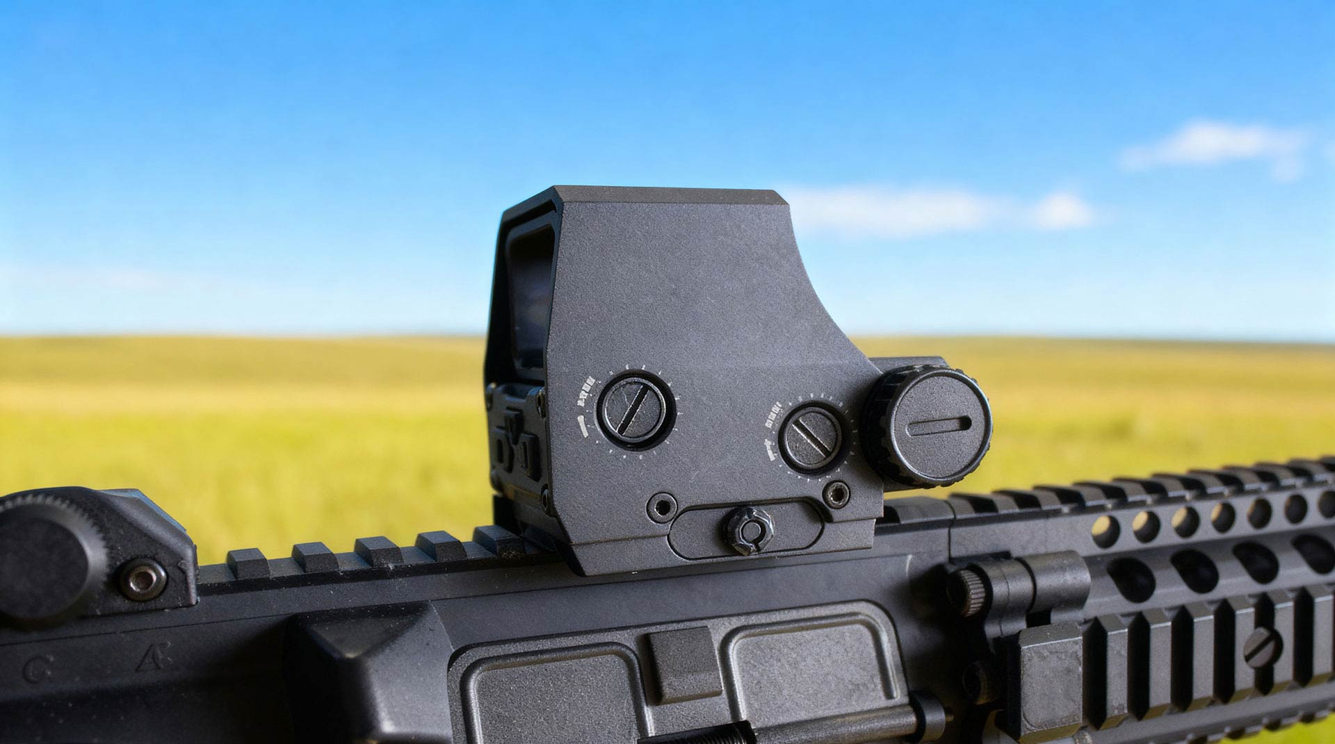red dot on rifle